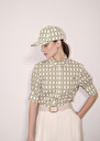 Carole Cap with green graphic design hat Off-white TARA JARMON UK