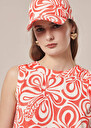 Carole Cap with coral graphic design cap Coral TARA JARMON UK