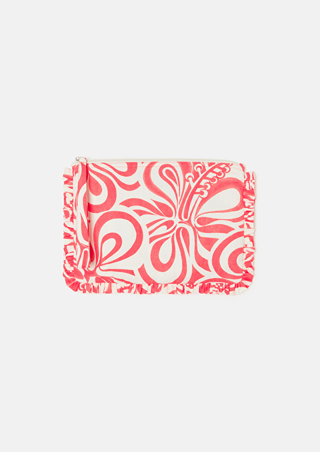 Sabrina Clutch with coral graphic design soft clutch Coral TARA JARMON UK