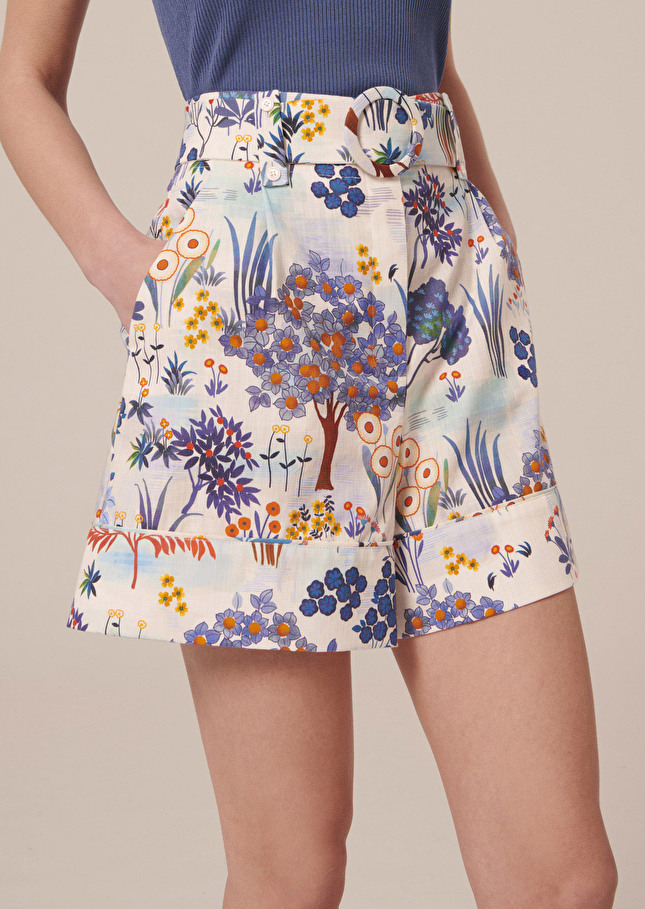 Shelby Shorts floral printed cotton shorts Blue TARA JARMON UK