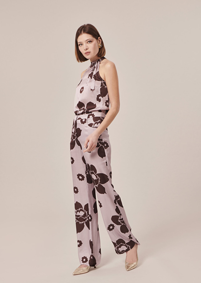 Top Tierri flower printed satin top Parma TARA JARMON UK