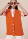 Ginny Vest cardigan in alpaga and merinos wool Orange TARA JARMON UK