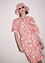 Rosenavy Dress with coral graphic design cotton dress Coral TARA JARMON UK