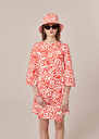 Rivanna Dress with coral graphic design cotton dress Coral TARA JARMON UK
