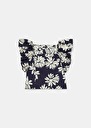 Tacha midnight blue flower printed poplin top Nocturnal TARA JARMON UK