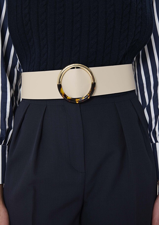 Ecru smooth leather belt Lauren Craie TARA JARMON UK
