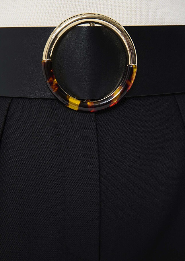 Black smooth leather belt Lauren Black TARA JARMON UK