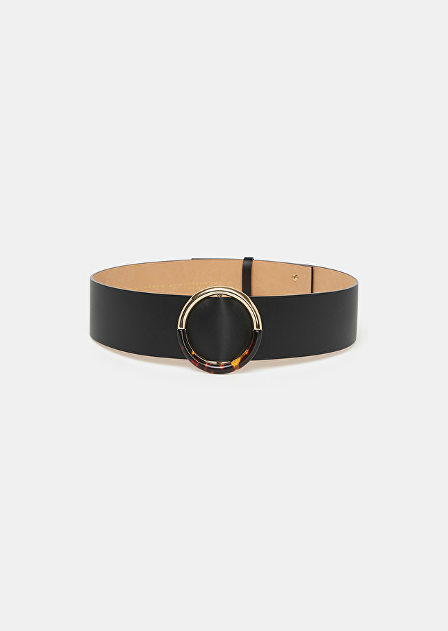 Black smooth leather belt Lauren Black TARA JARMON UK
