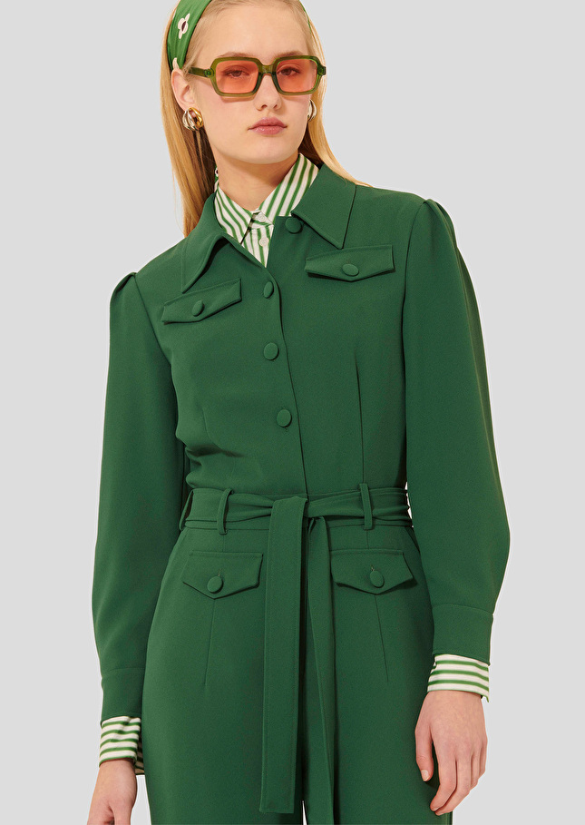 Green crepe jumpsuit Calice Green TARA JARMON UK