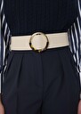 Ecru smooth leather belt Lauren Black, Cactus, Craie TARA JARMON UK