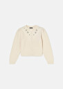 Ecru cardigan in merino wool Gustave Cactus, Off-white TARA JARMON UK