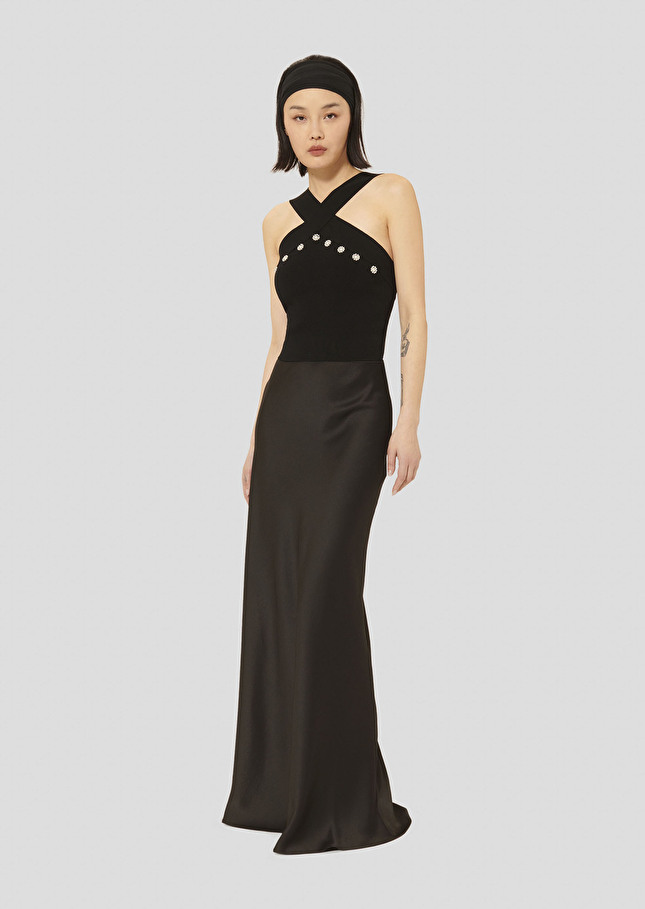 Black fluid satin skirt Jesta Black TARA JARMON UK