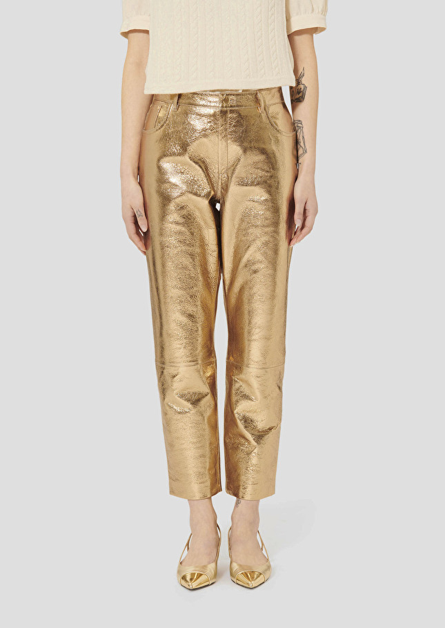 Golden leather pants Pietra Gold TARA JARMON UK