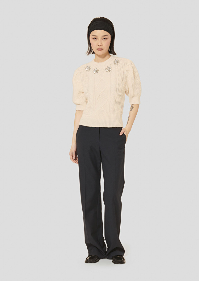 Ecru sweater in merinos wool Psyche Off-white TARA JARMON UK