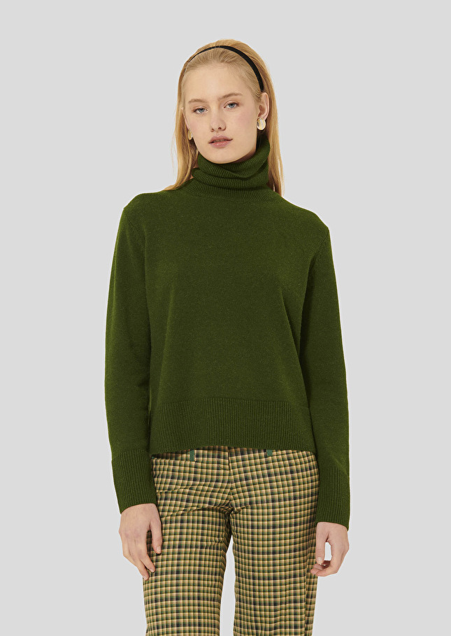 Green sweater in alpaca and merinos wool Palia Green TARA JARMON UK
