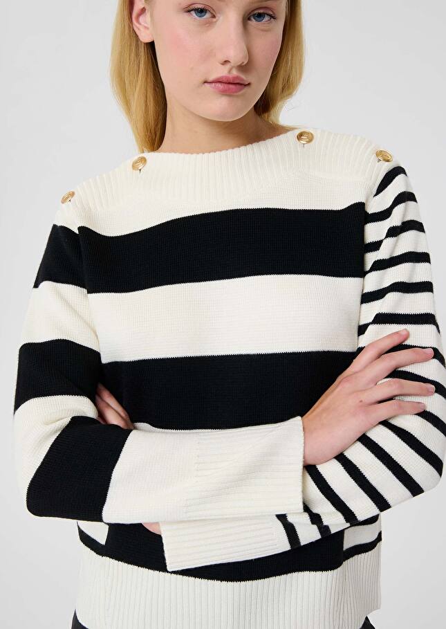 Ecru stripped wool sweater Poetesse Off-white TARA JARMON UK