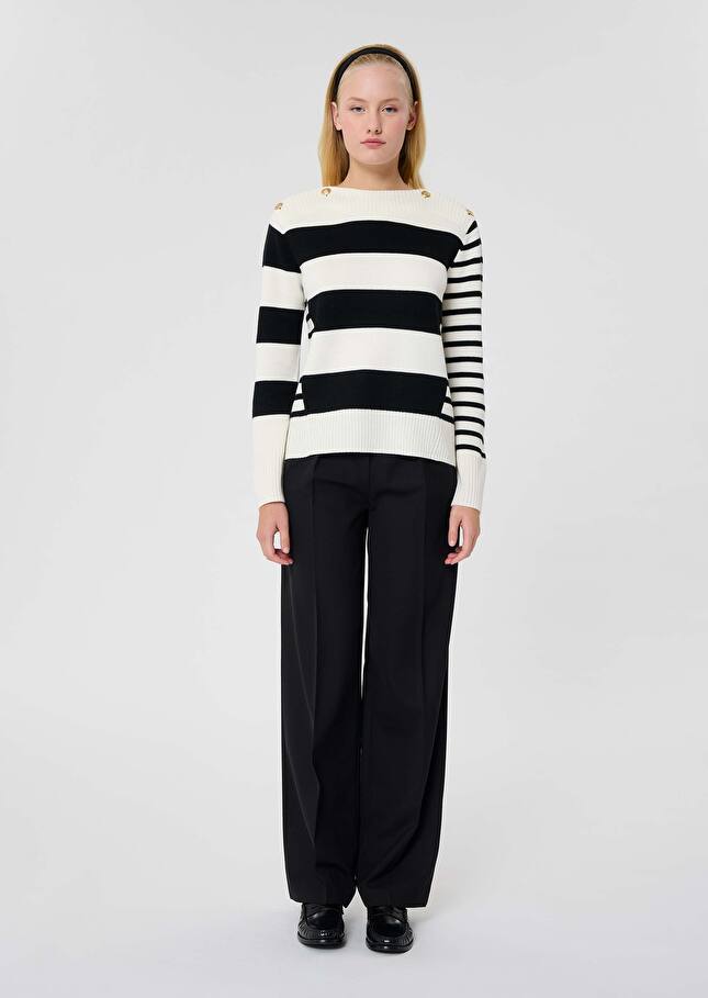 Ecru stripped wool sweater Poetesse Off-white TARA JARMON UK