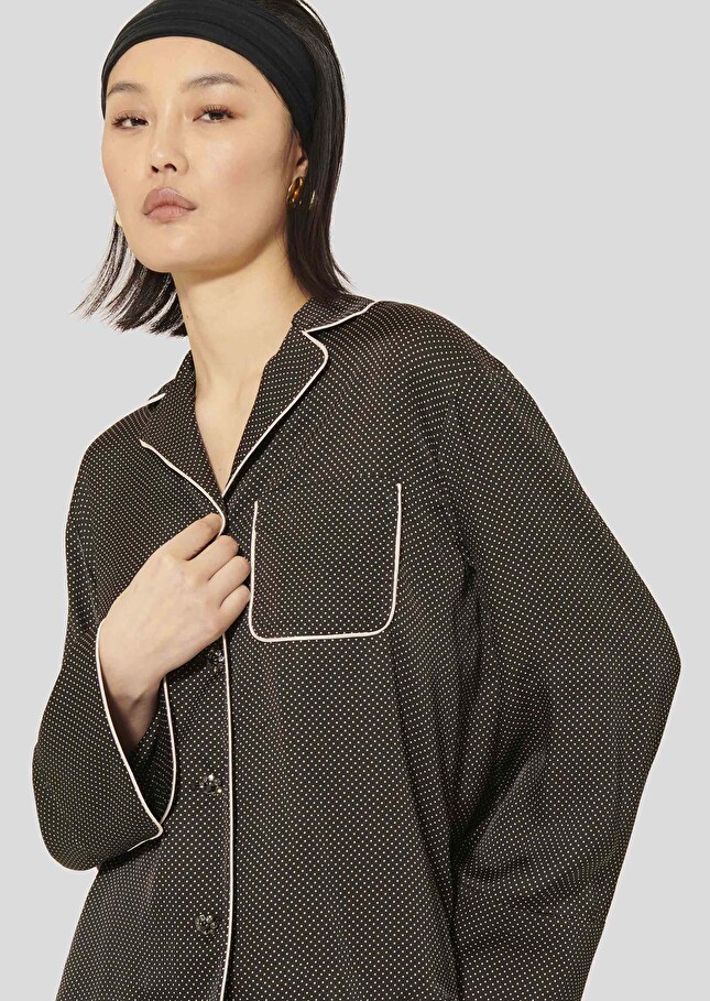 Black polka-dot shirt Calvi Charcoal TARA JARMON UK