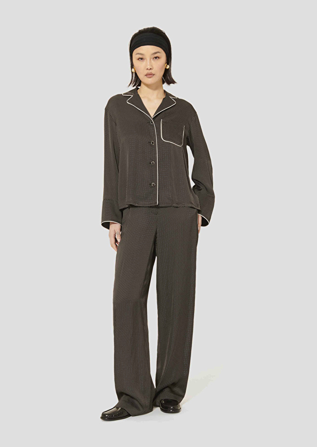 Black polka-dot shirt Calvi Charcoal TARA JARMON UK