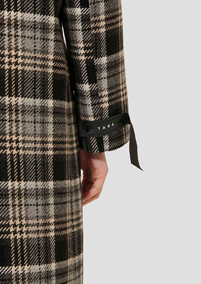 Grey tartan coat Marcel Grey TARA JARMON UK