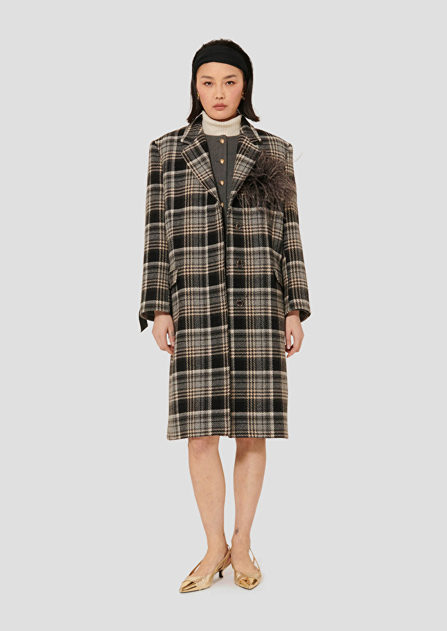 Grey tartan coat Marcel Grey TARA JARMON UK