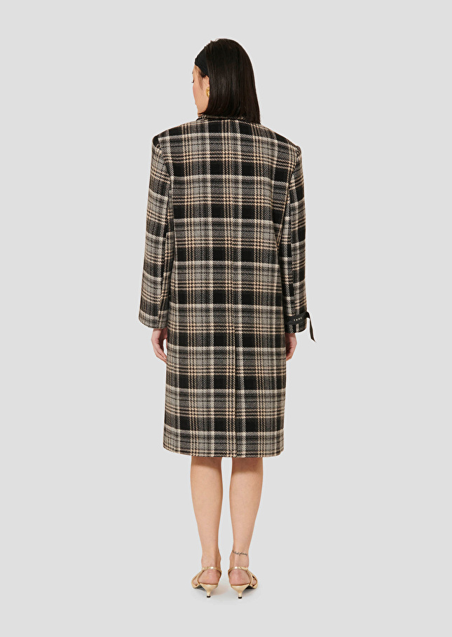 Grey tartan coat Marcel Grey TARA JARMON UK