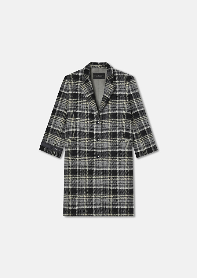 Grey tartan coat Marcel Grey TARA JARMON UK