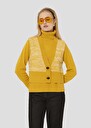 Yellow cardigan in merino wool and alpaca Gilles Charcoal, Lemon yellow TARA JARMON UK