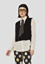 Black cardigan in merino wool and alpaca Gilles Charcoal, Lemon yellow TARA JARMON UK