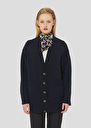 Midnight blue merino and alpaca wool cardigan Ginger Gray grey, Night TARA JARMON UK