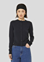 Midnight blue extrafine merino wool cardigan Ginno Night TARA JARMON UK