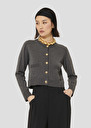 Grey wool cardigan Gyslain Black, Gray grey, Off-white TARA JARMON UK