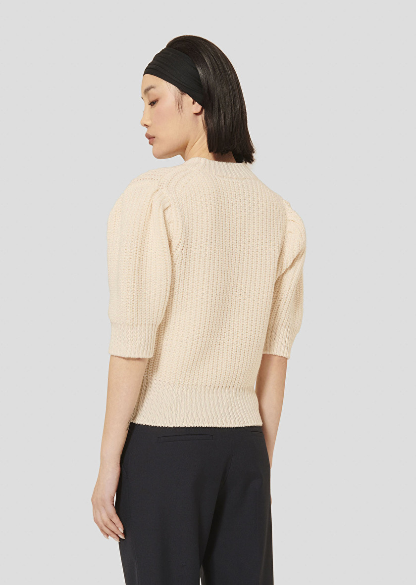 Ecru sweater in merinos wool Psyche Off-white TARA JARMON UK