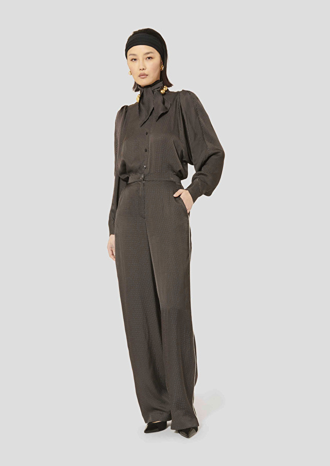 Black polka-dot pants Porticcio Charcoal TARA JARMON UK