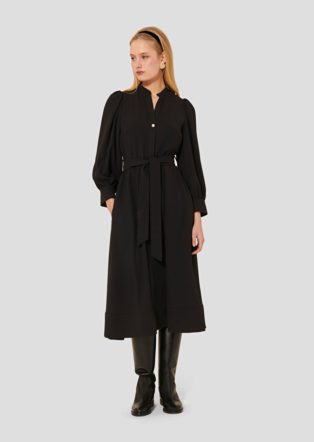 Black crepe dress Rivoltina Charcoal TARA JARMON UK