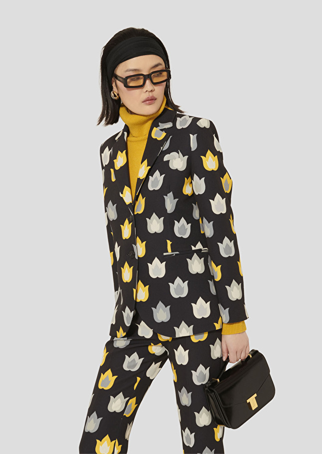 Black with flames print jacket Vinicio Charcoal TARA JARMON UK