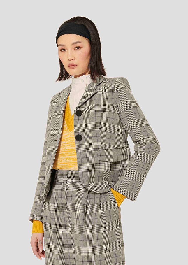 Grey glen plaid jacket Valensola Charcoal TARA JARMON UK