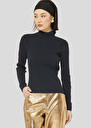Midnight blue ribbed sweater Prudie Night, Off-white TARA JARMON UK