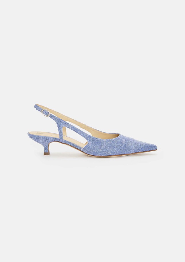 Kaia gold blue denim loafers Indigo TARA JARMON UK