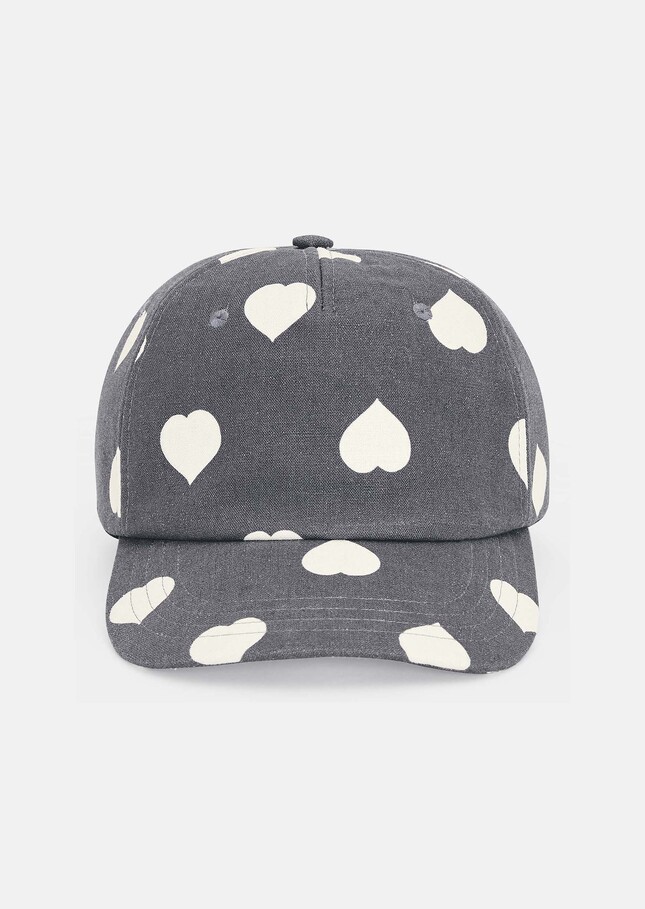 Carole grey mini hearts pattern cotton and linen cap Grey TARA JARMON UK