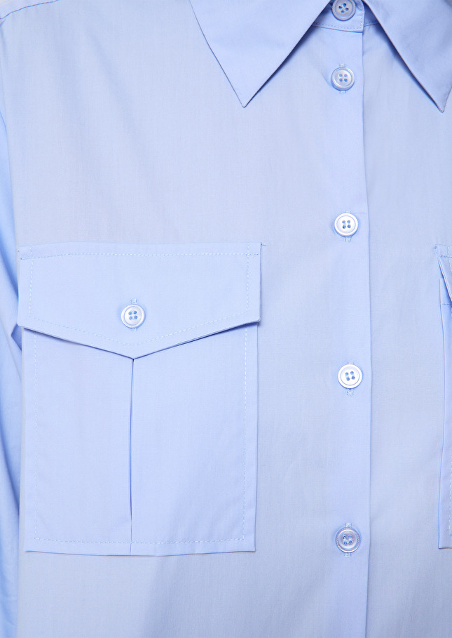 Cassandre blue poplin shirt Horizon TARA JARMON UK