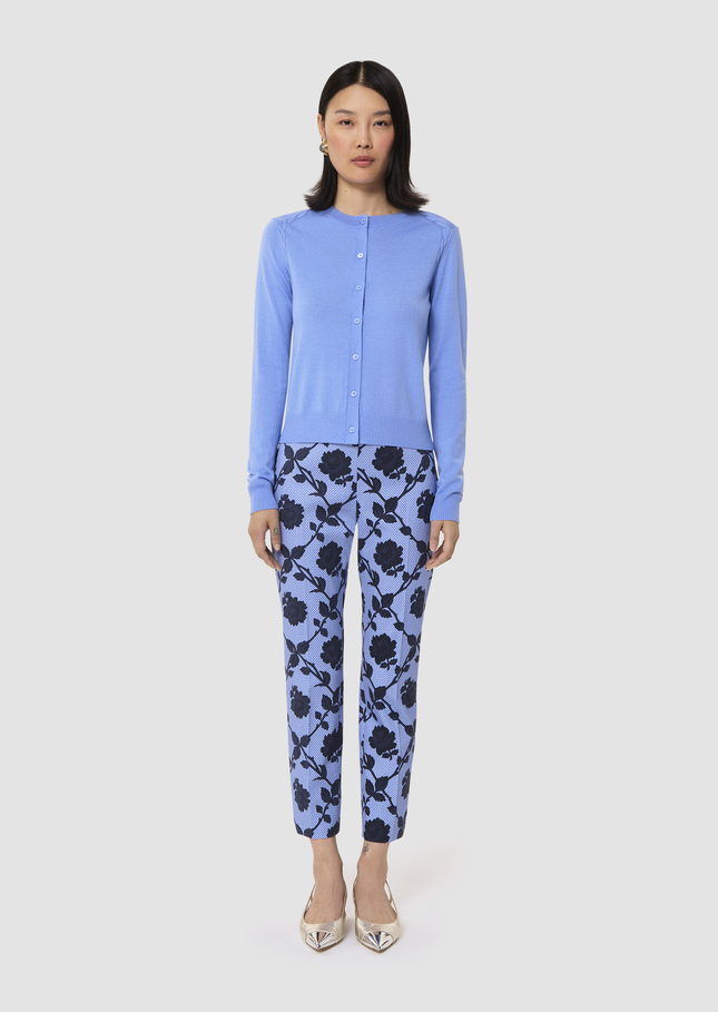 Ginno blue cardigan in merino wool Horizon TARA JARMON UK