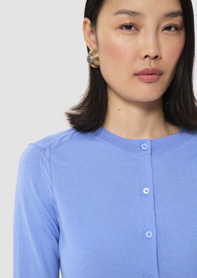 Ginno blue cardigan in merino wool Horizon TARA JARMON UK