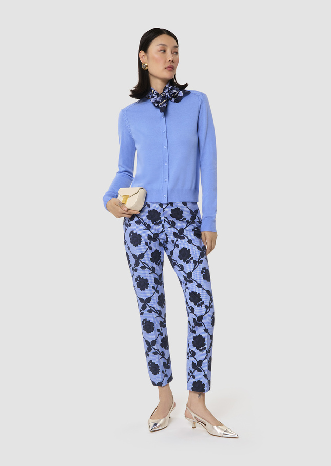 Ginno blue cardigan in merino wool Horizon TARA JARMON UK
