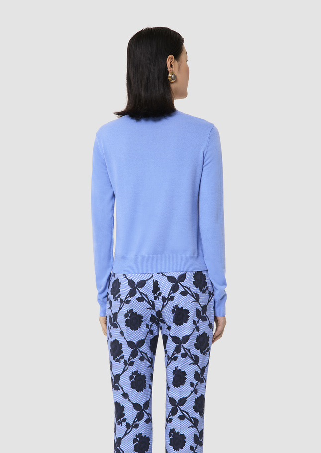 Ginno blue cardigan in merino wool Horizon TARA JARMON UK