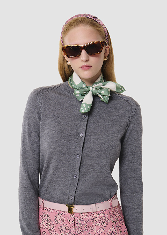 Ginno grey cardigan in merino wool Gray grey TARA JARMON UK