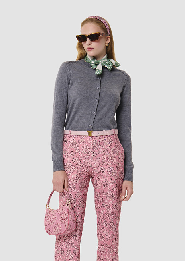 Ginno grey cardigan in merino wool Gray grey TARA JARMON UK