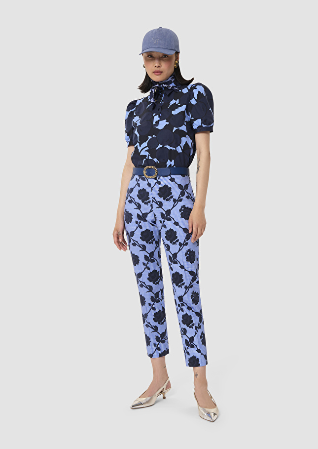 Pablo blue jacquard pants Horizon TARA JARMON UK