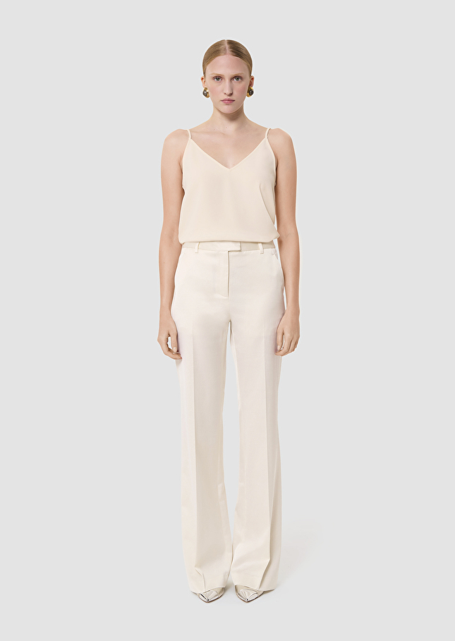 Pitt ecru satin-finish linen pants Off-white TARA JARMON UK