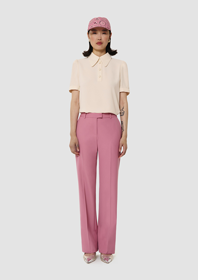 Poupee rose tailored wool pants Rosewood TARA JARMON UK